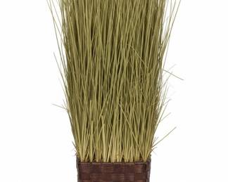 Artificial Grass Arrangement in Woven Basket