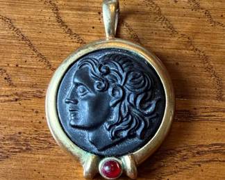 Vintage Alexander the Great Coin Pendant Necklace
