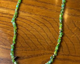 Glass Bead Necklace with Silver-Tone Charms