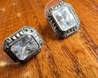 Vintage Sterling Silver and Marcasite Stud Earrings