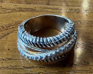 David Yurman Sterling Silver Diamond Crossover Ring