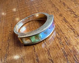 14k Gold Multi-Gemstone Rainbow Channel Band