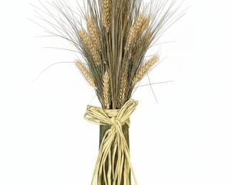 Dried Wheat Sheaf Arrangement in Wrapped Vase