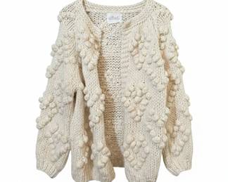 Chicwish "Knit Your Love" Ivory Heart Shape Pompoms Cardigan