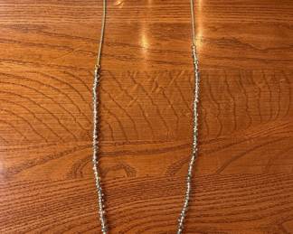 Vintage Silver Tone Beaded Lariat Necklace