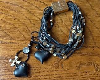 K-Initial Corded Charm Bracelet