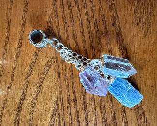 Handcrafted Kyanite, Amethyst, and Clear Quartz Charm Pendant