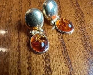 OTC Italy 14k Gold and Amber Drop Earrings