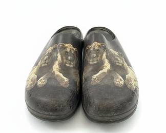 ICON Wearable Art Lion Print Leather Mules