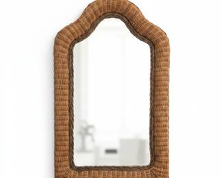 Vintage Arched Wicker Rattan Wall Mirror