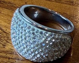 JCM Stainless Steel Pave Crystal Dome Ring