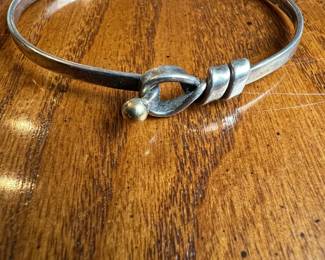 Tiffany & Co. Sterling Silver and 18k Gold Hook and Eye Bangle Bracelet