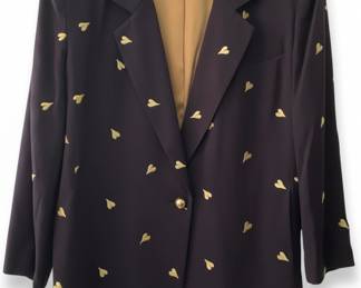 Marshall Rousso Black Blazer with Gold Embroidered Hearts