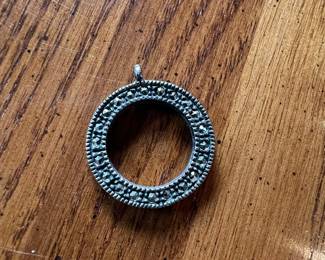 Vintage Sterling Silver and Marcasite Circle Pendant