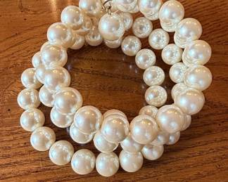 Vintage Faux Pearl Multi-Strand Bracelet