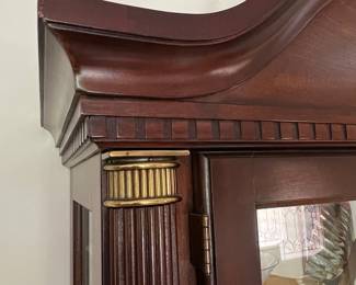 Federal Style Carved Mahogany Mirrored Display Cabinet by Pulaski
