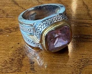 18KGE Pink Cubic Zirconia Statement Ring