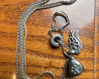Sterling Silver Charm Necklace with Pet Memorial Charms
