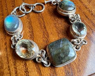 Artisan Sterling Silver and Mixed Gemstone Bracelet