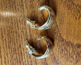 Monet Gold Tone Ribbed Half-Hoop Earrings
