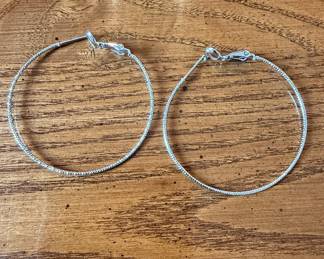 Silver-Tone Textured Hoop Earrings
