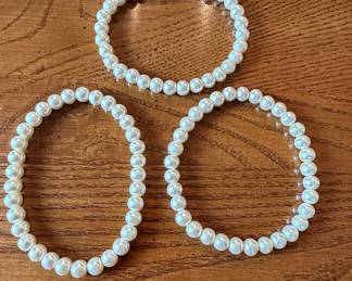 Set of Three Faux Pearl Stretch Bracelets