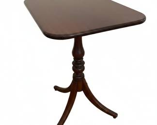 Vintage Mahogany Tilt Top Pedestal Wine Table