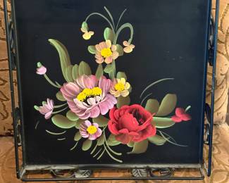 Hand painted metal tray