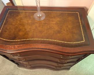 Leather insert on chest