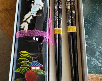 Laquer Chop Sticks with Carrying Case.