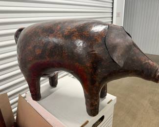 Vintage Leather Pig, Foot Stool or whatever you would like to use it for.