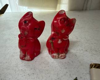 Vintage Red Molded Cats