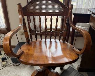Vintage Wood Swivel Chair