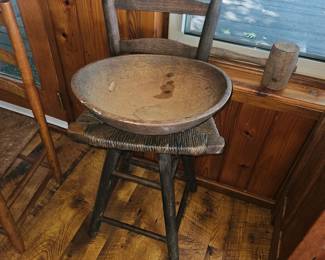 Antique Wooden bowl Swivel Chair