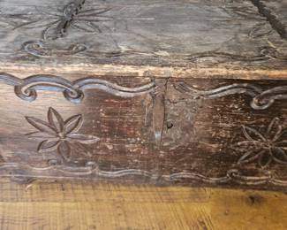Antique Wooden Seamans Trunk