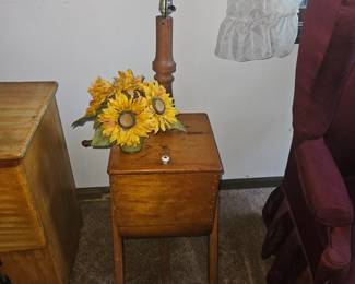 antique Butter churn retrofitted to a floor lamp