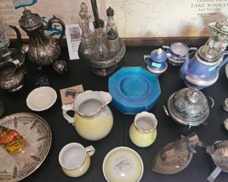 Antique Octagon blue plates and various wares