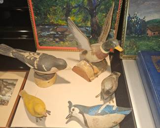 Hazel Handcarved and Painted Birds
