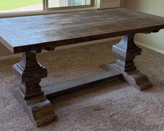 Restoration Hardware Salvaged Wood Trestle Extendable Dining Table w 6 Bennett Parson's Chairs