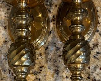 Vintage Brass Candlestick Sconce pr