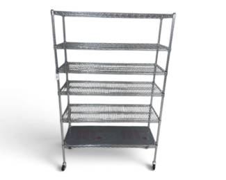 NSF Chrome 5 Shelving unit on casters