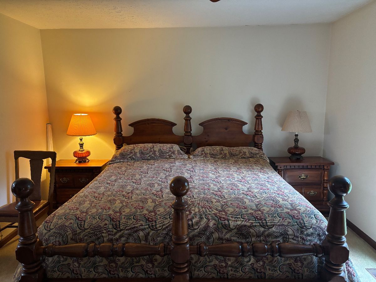 Well made King bed with mattresses