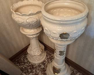 Plant urns on a pedestal  
