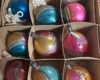 Very Vintage Christmas balls. Unique colors. 