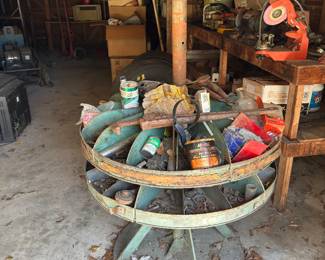 VINTAGE INDUSTRIAL ROTATING STORAGE BIN  WITH 5 BINS