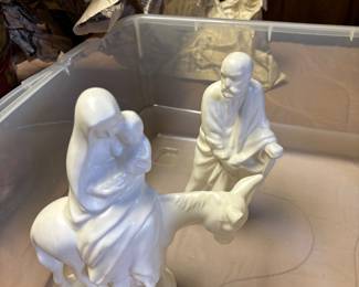 Ceramic pieces of Mary with baby and Joseph