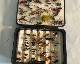 Fly Fishing Lot with Assorted Flies, Fly Boxes, Tippet, and Accesso