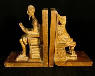 Vintage HandCarved Don Quixote  Sancho Panza Bookends