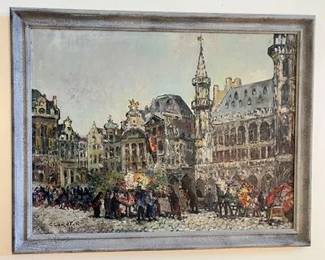 1933 Clarot. R Original Cityscape Painting