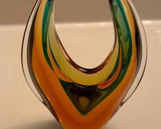 Hand Blown Sculptured Glass Vase